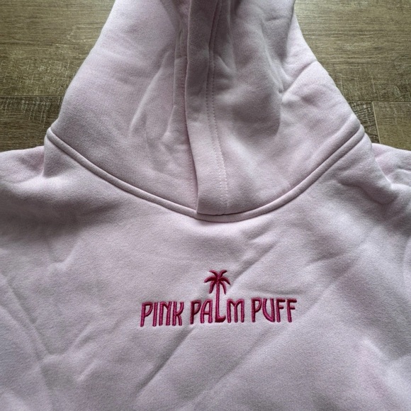 Pink Palm Puff Hoodie in Blush – Pink Palm Puff XXS - Picture 5 of 8